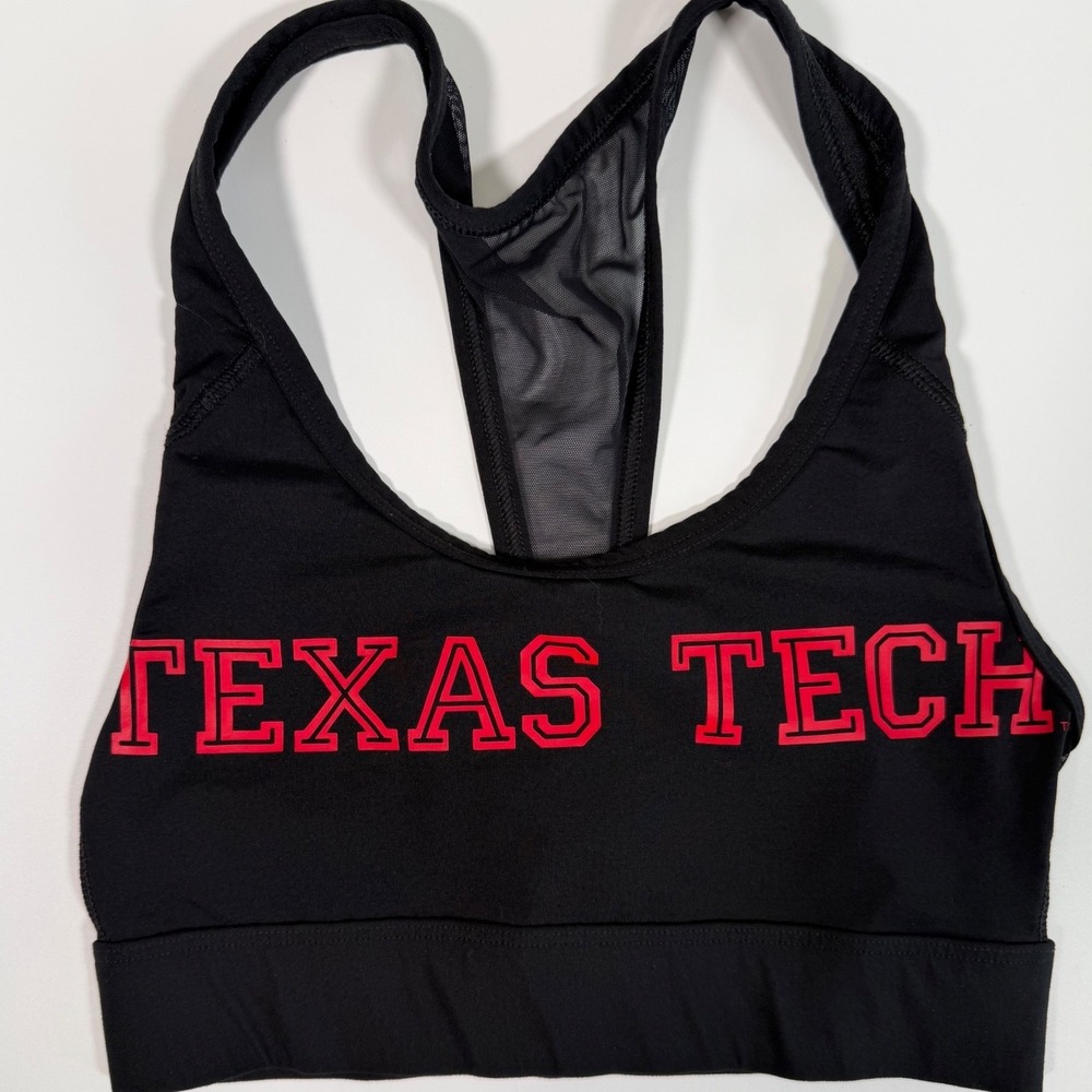 Victoria's Secret PINK Ultimate Texas Tech Sports Bra Black Red XS Gorpcore